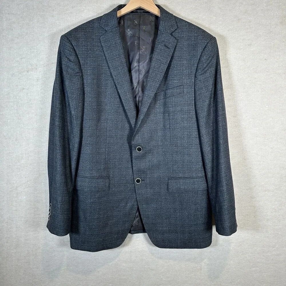 John Varvatos Bleecker Wool Slim Single-Breasted Blazer Dark Grey Men’s Size 42R